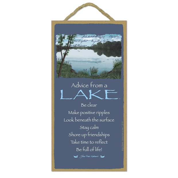Advice from a Lake Wooden Sign