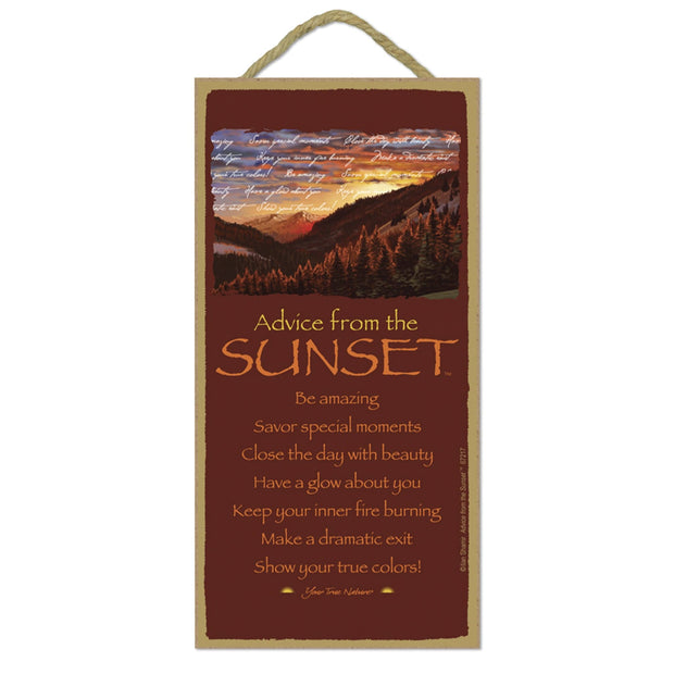 Advice from a Sunset Wooden Sign