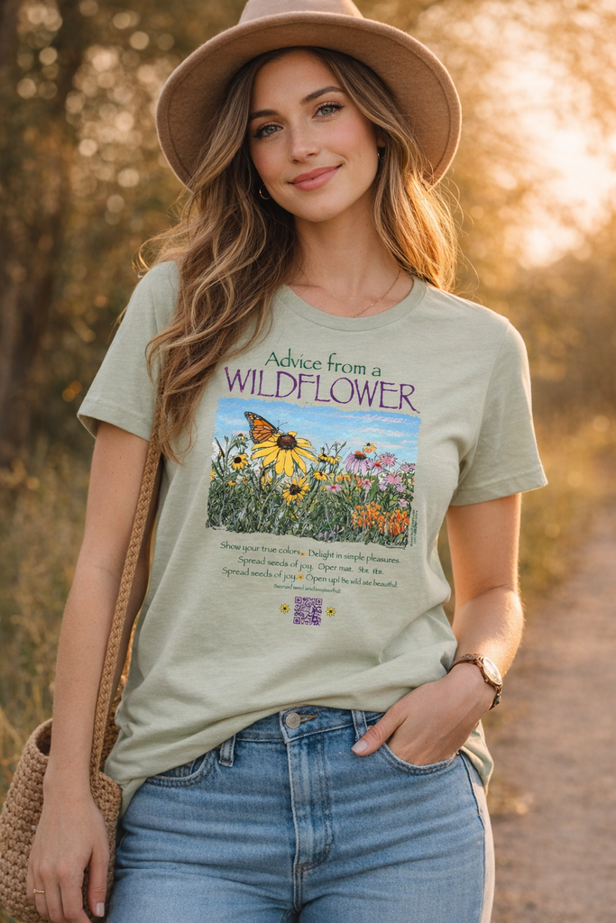 トップス BIO wear LAYERED OVERPRINTED TEE Advice from a Wildflower T-Shirt - Ladies Cut
